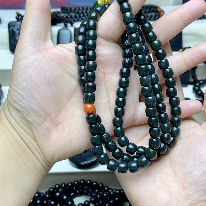 未镶嵌手链和田玉（青玉）卡8 108项链
