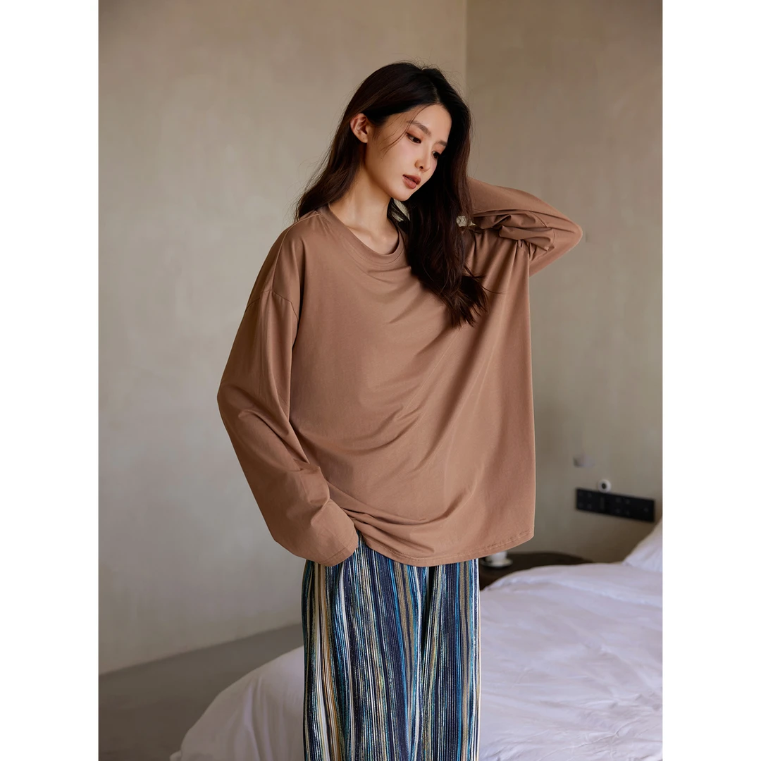 美腾25年新款睡衣女士春秋莫代尔棉长袖套装休闲长裤可外穿家居服