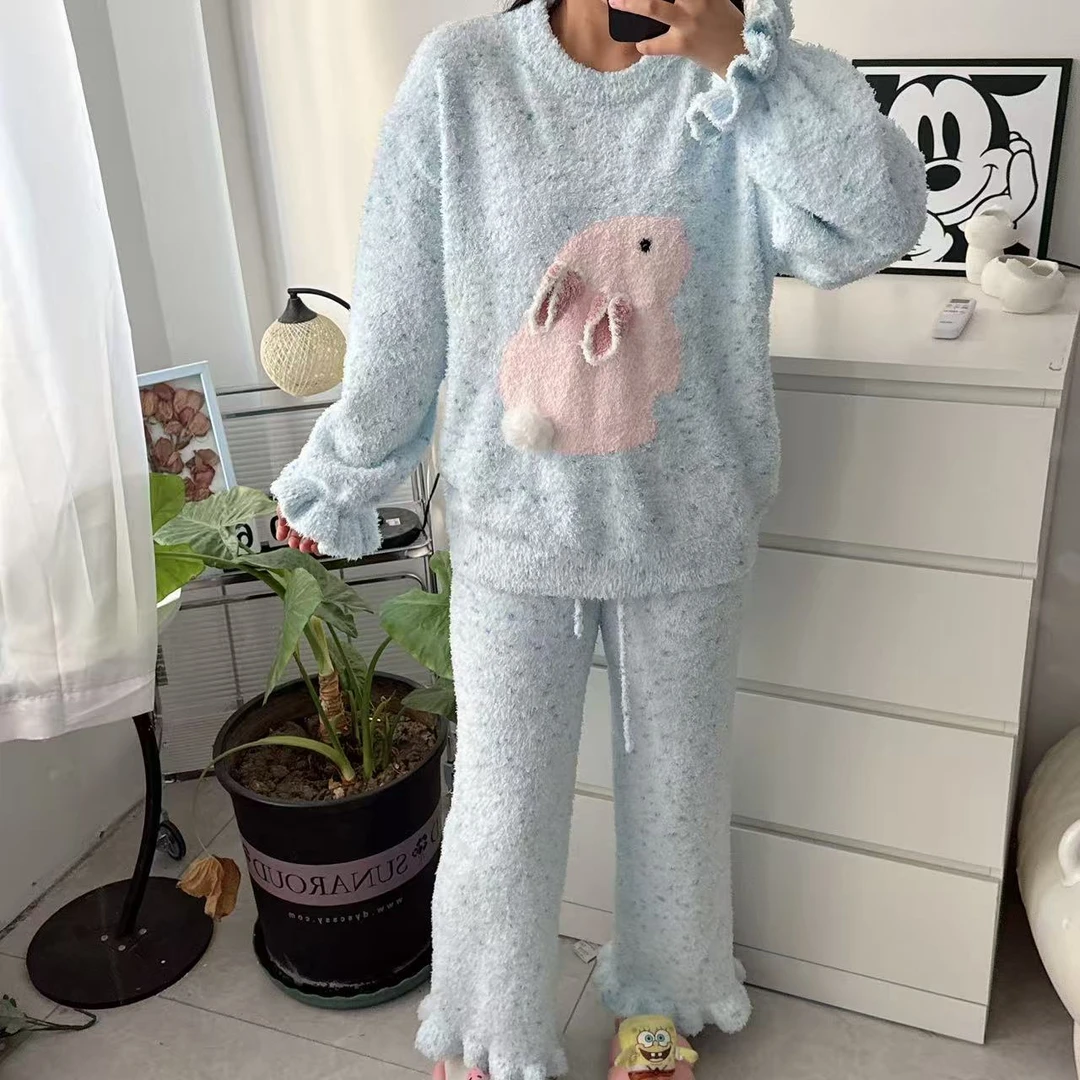 新款羽毛纱 软呼呼家居服 休闲舒适保暖加厚两件套