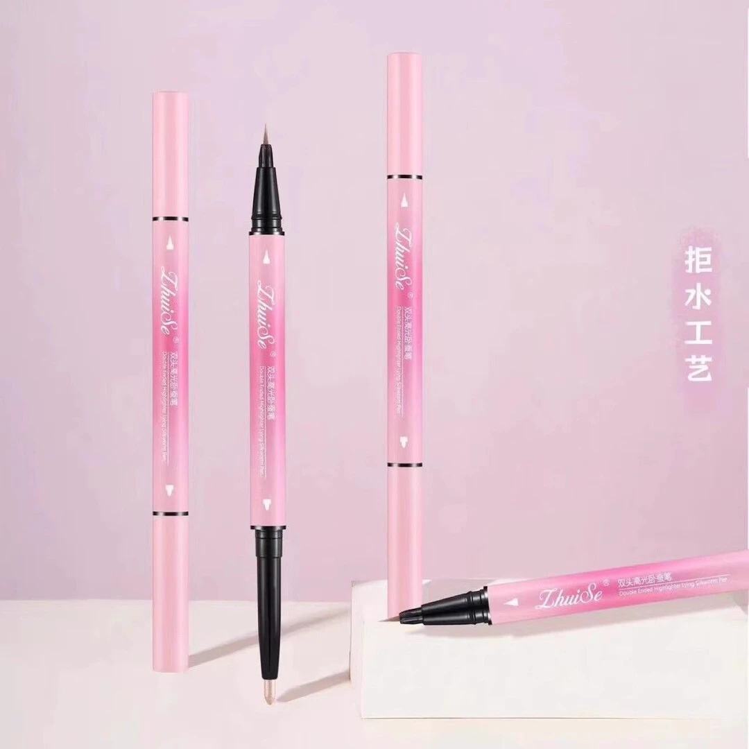 双头卧蚕提亮笔高光卧蚕笔两用持久细胶笔速干不易晕染脱色新手