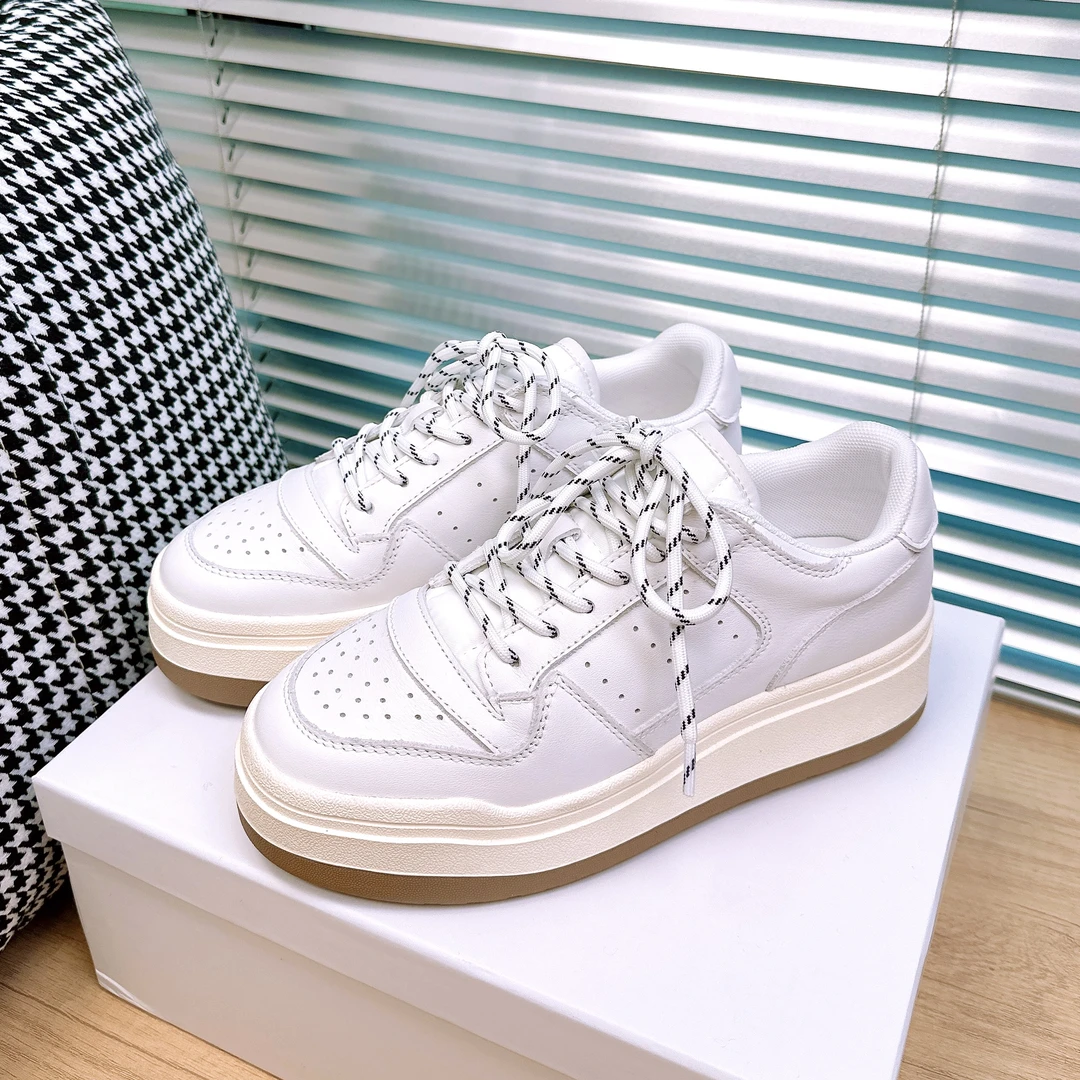 欧洲站厚底增高小白鞋女2025四季新款夏季时尚系带百搭休闲板鞋潮