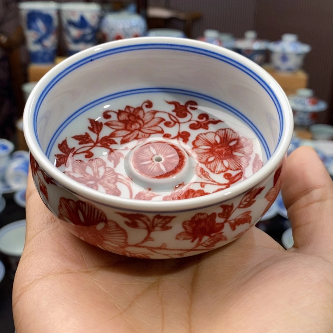 香炉手绘釉里红原矿