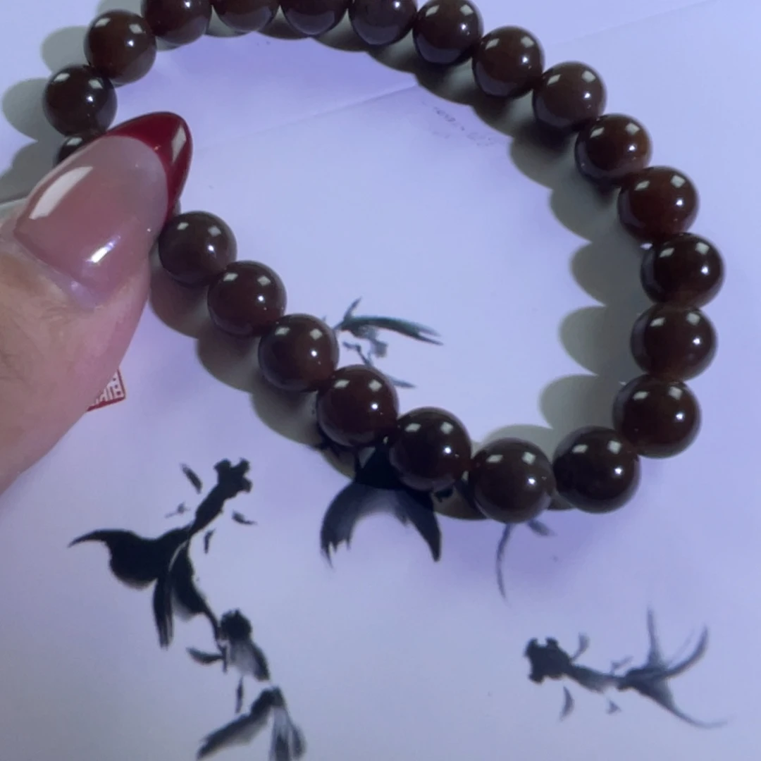 和田玉未镶嵌手链新疆红糖 8mm 特价