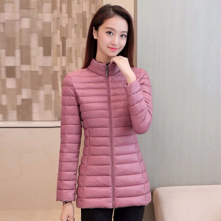 新款棉衣女中长款轻薄保暖羽绒棉服韩版修身大码棉衣冬季外套棉袄