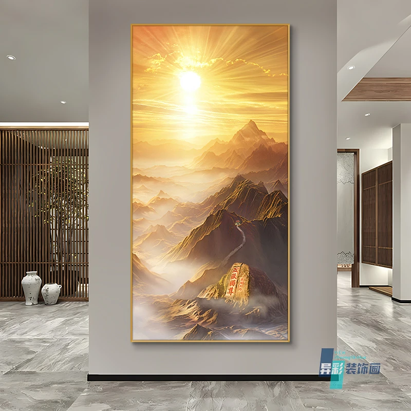 日照金山日出东方玄关画泰山画靠山图走廊过道简约大气高级感挂画