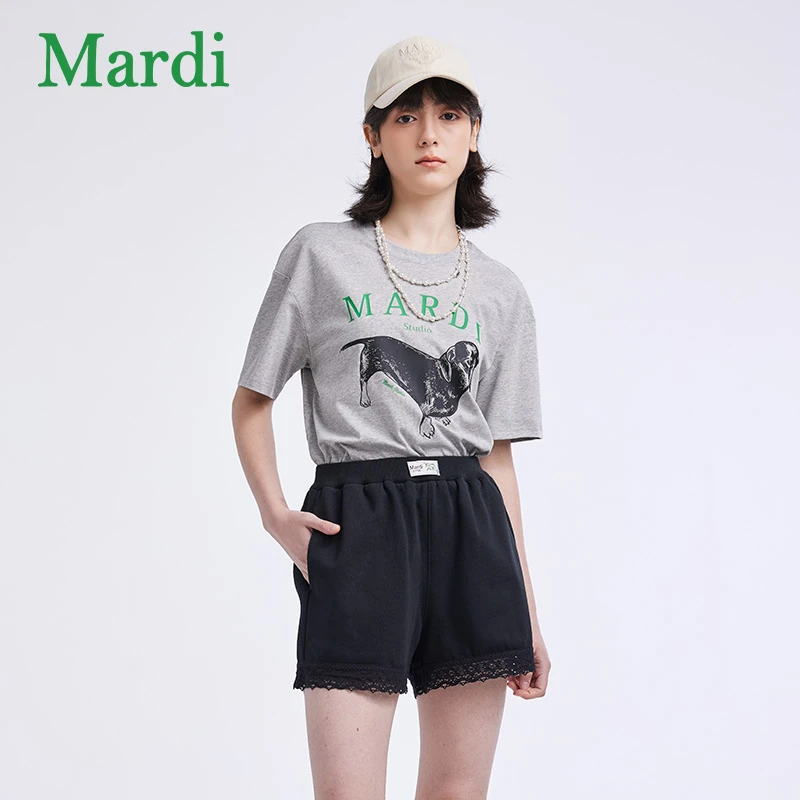 MARDI腊肠狗圆领印花短袖轻运动风T恤MTX2522014