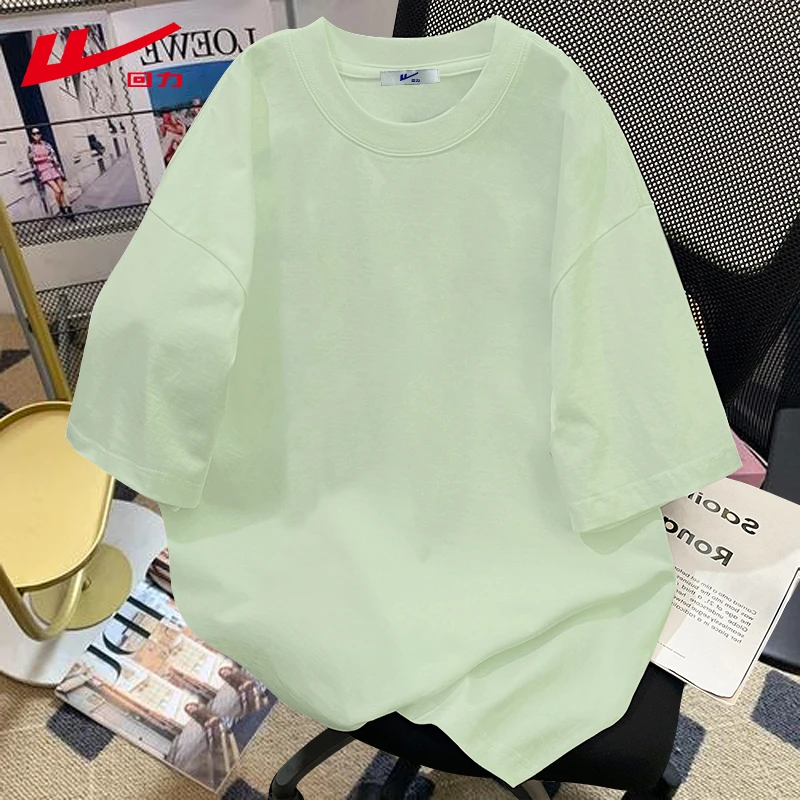 回力美式纯棉t恤男女短袖上衣服正肩设计夏季宽松半袖日常夏装潮