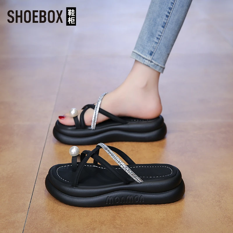 达芙妮集团旗下增高软底凉拖女2025夏新款外穿仙女风精致显瘦凉鞋