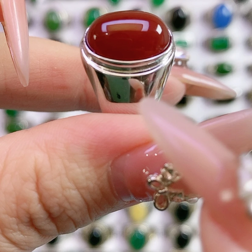 【闪购商品】银S925镶嵌戒指玛瑙/玉髓