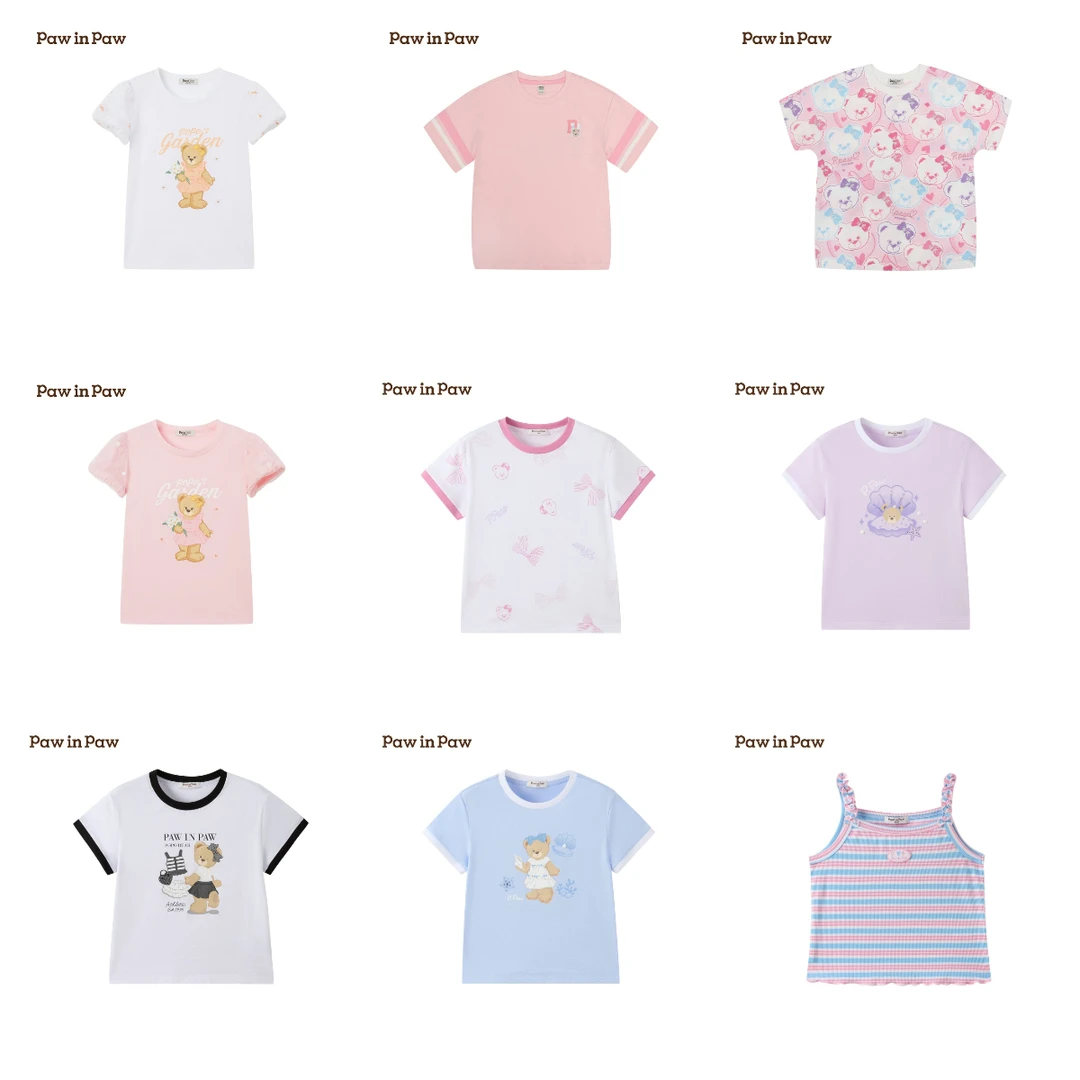 pawinpaw小熊童装夏季出游熊粉会员日大宝T恤合集1