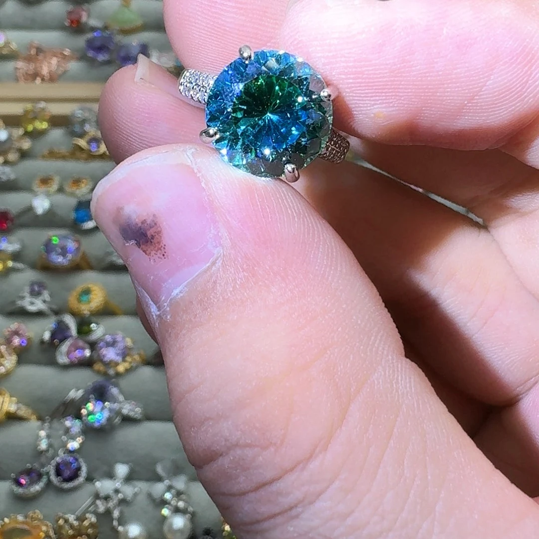 托帕石戒指银S925镶嵌