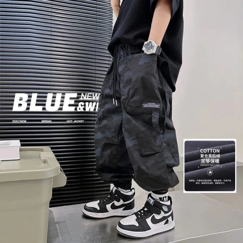 童迷彩街新款休闲舞秋季柔软工装裤街保暖炸裤裤儿童长裤冬季中大