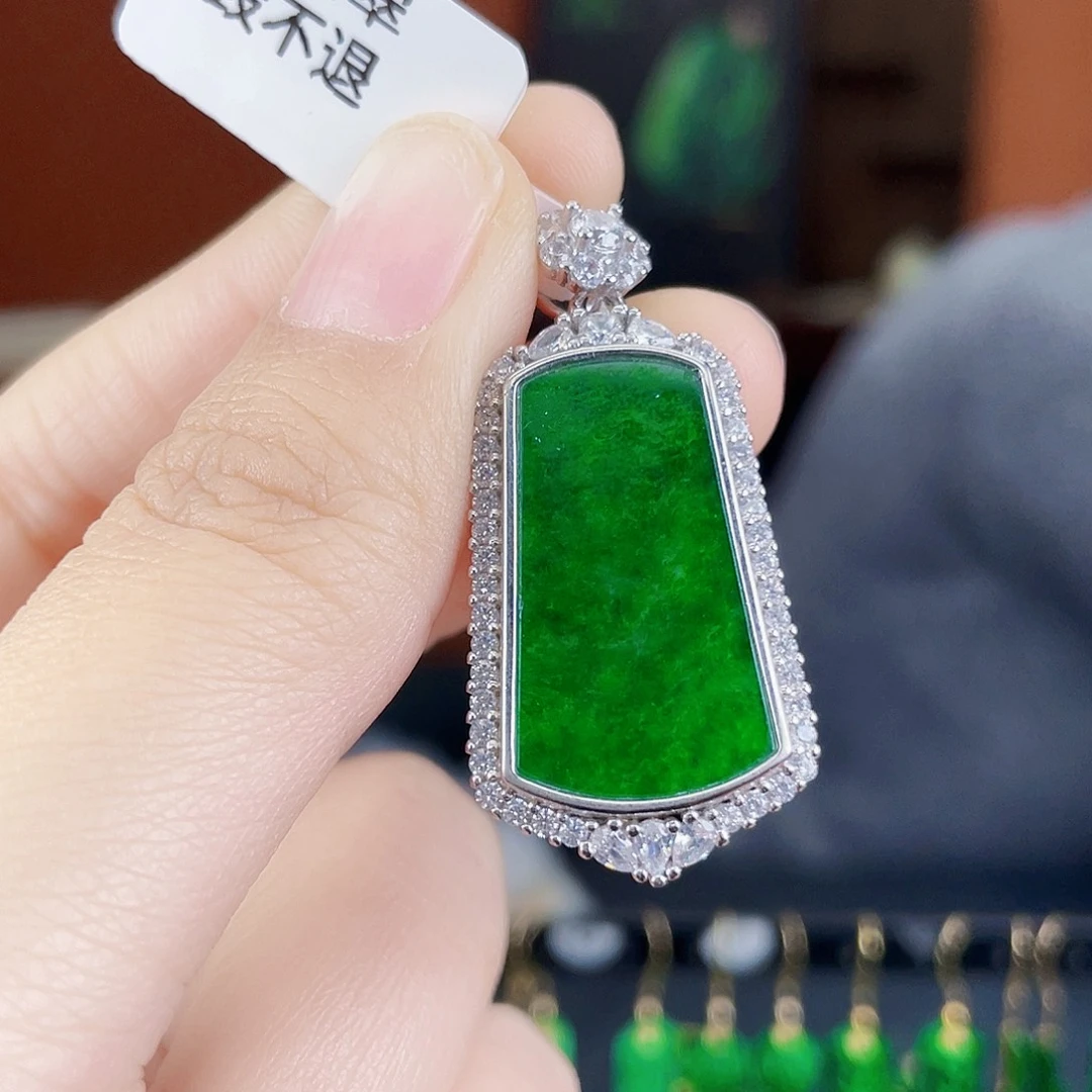 翡翠银S925镶嵌耳饰