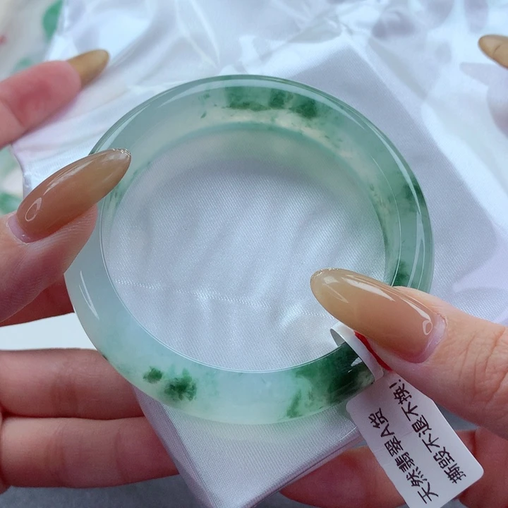 未镶嵌手镯翡翠9921 冰透 起光 绿花