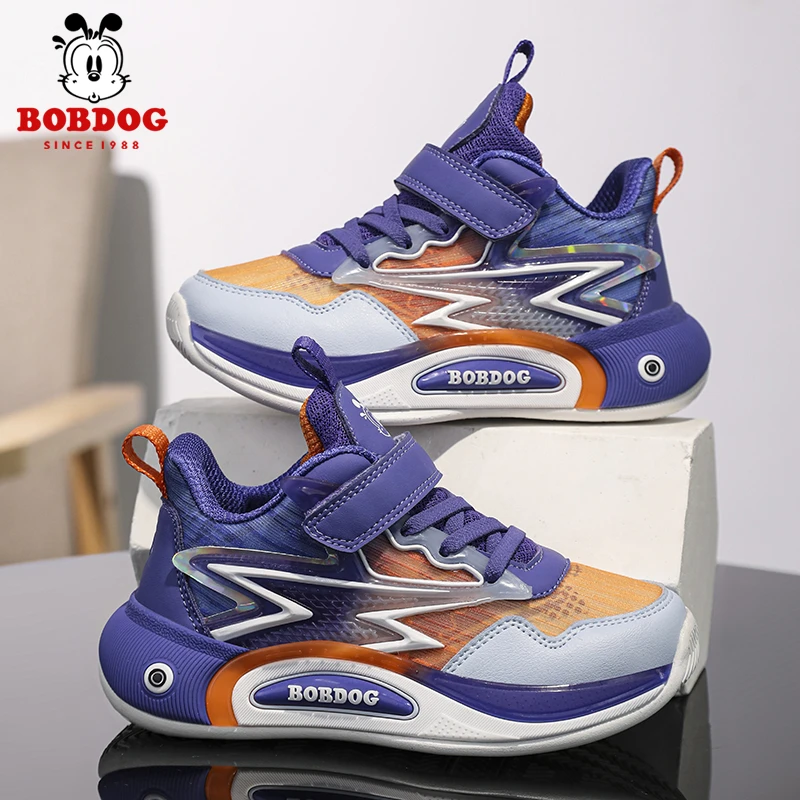 巴布豆男童运动鞋2025春秋季网面透气防滑软底跑步鞋小学生儿童鞋