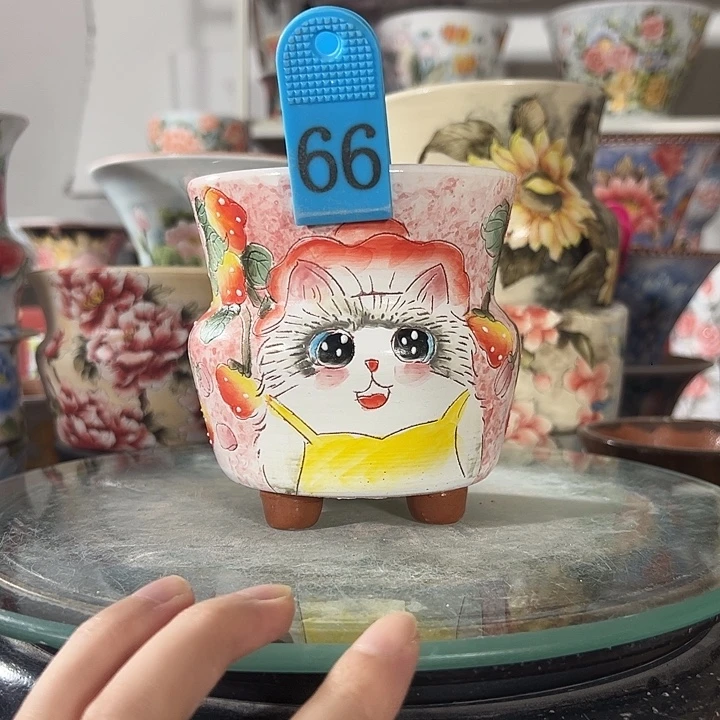 景德镇幸运花盆手绘韩式花盆