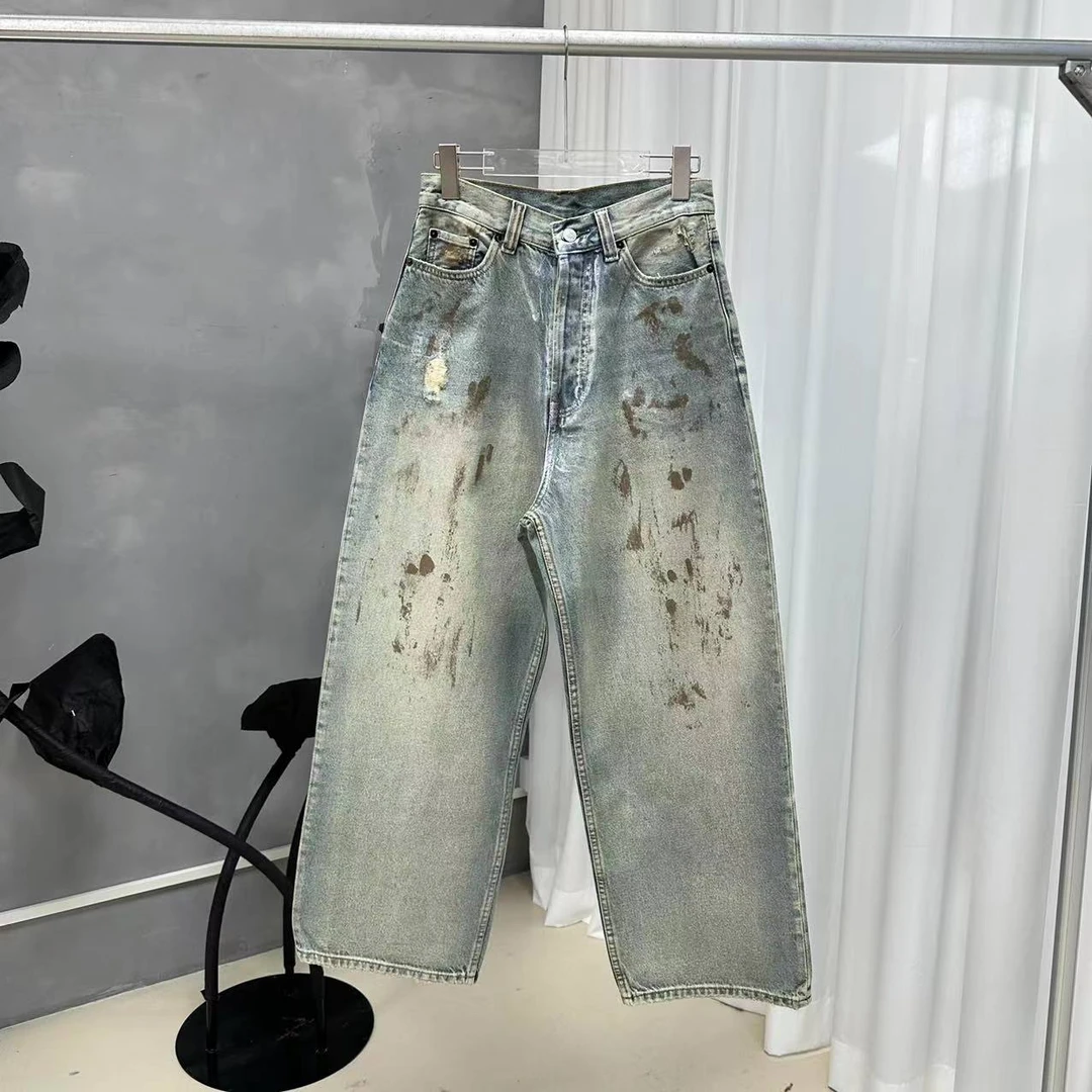 D STUDIO “人鱼姬”虹彩图绘脏脏牛仔裤 D1976