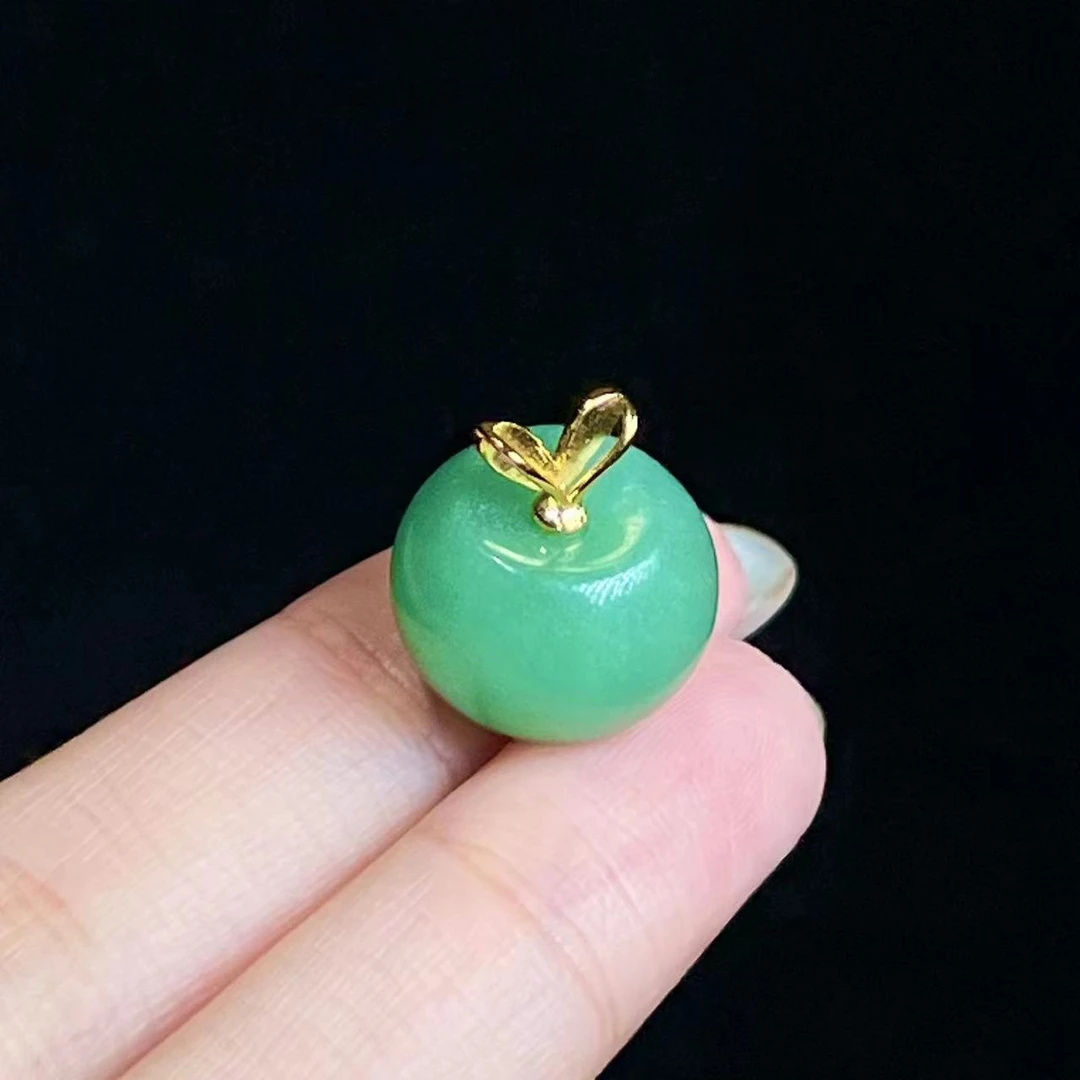 s925银镶东陵玉苹果吊坠BBC033-（尺寸16*10mm）带链子