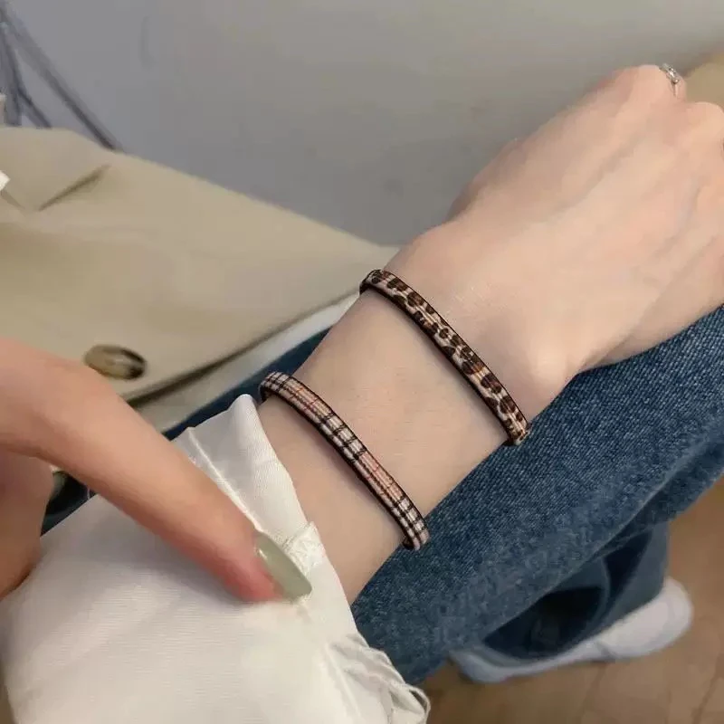 韩国东大门进口时尚简约百搭格子豹纹高弹力基础款发圈马尾橡皮筋