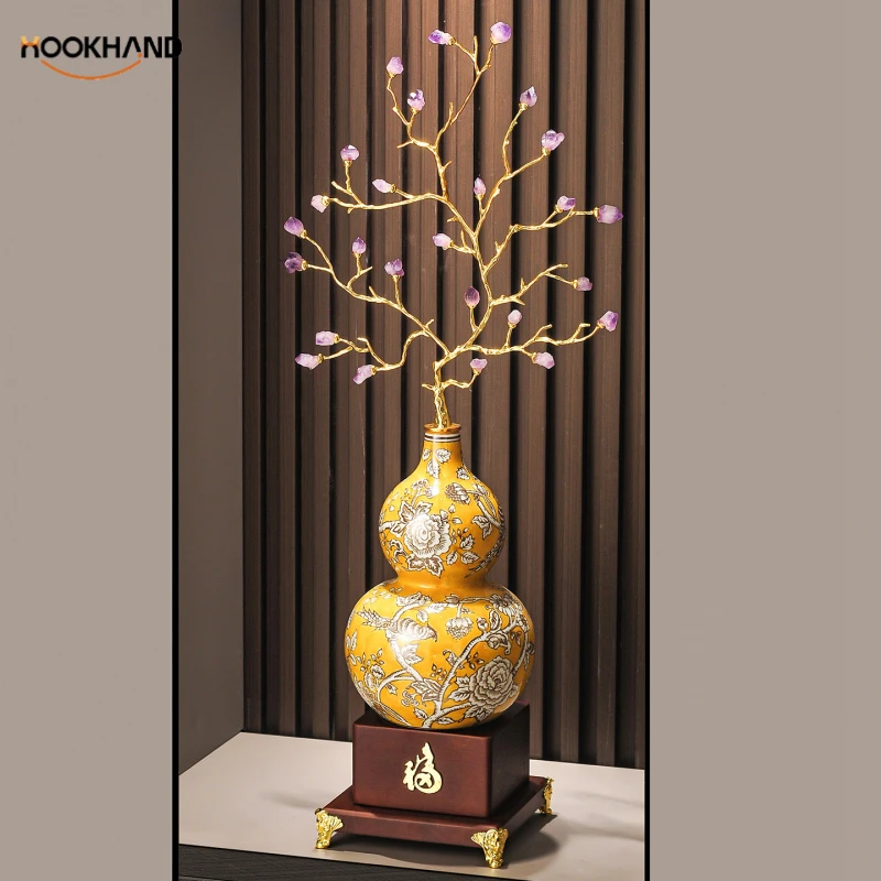 紫气东来入户玄关葫芦摆件大号高档客厅电视柜装饰品乔迁新居礼品