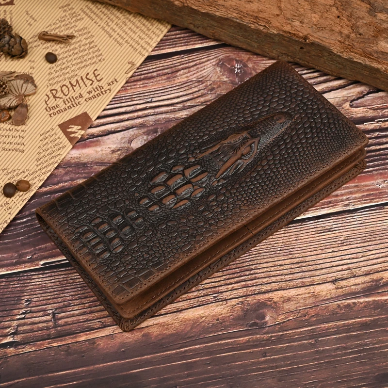 休闲头层牛皮男士皮夹皮钱包2折钱夹欧美风长款车缝线疯马钱包