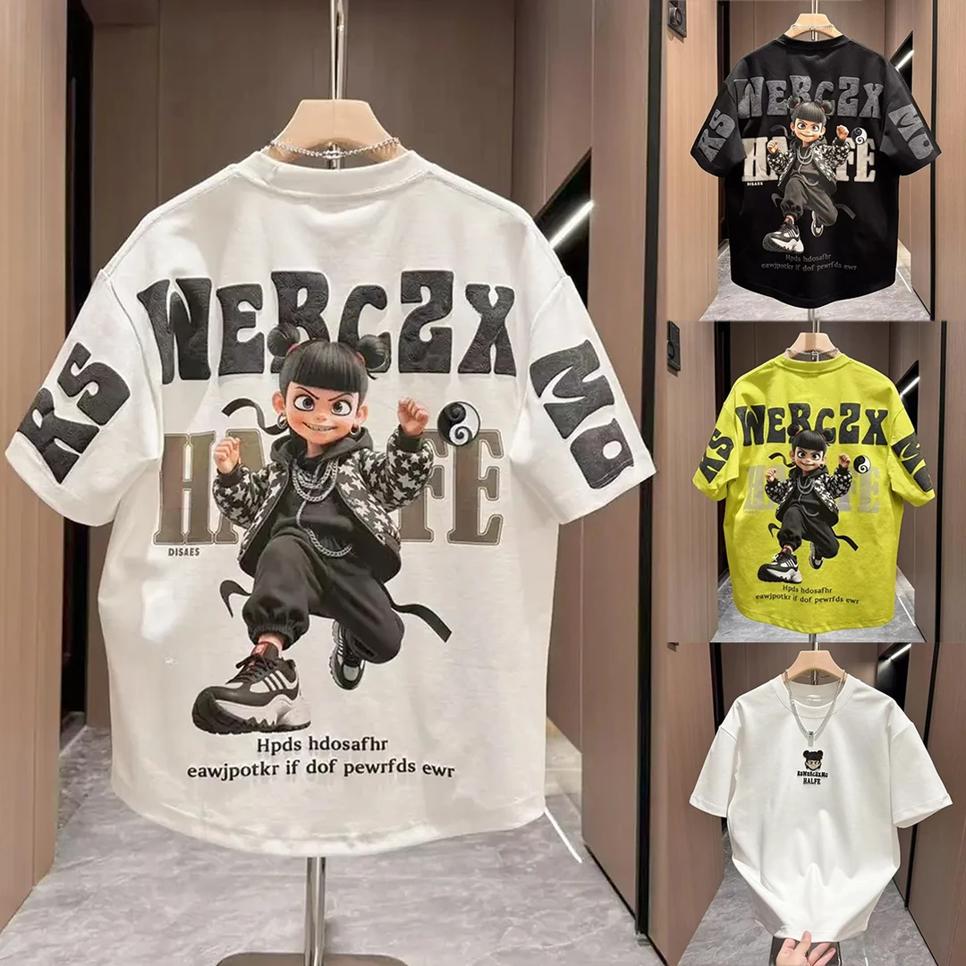 哪吒男童短袖t恤2025新款儿童休闲上衣百搭中大童男孩夏款半袖潮t