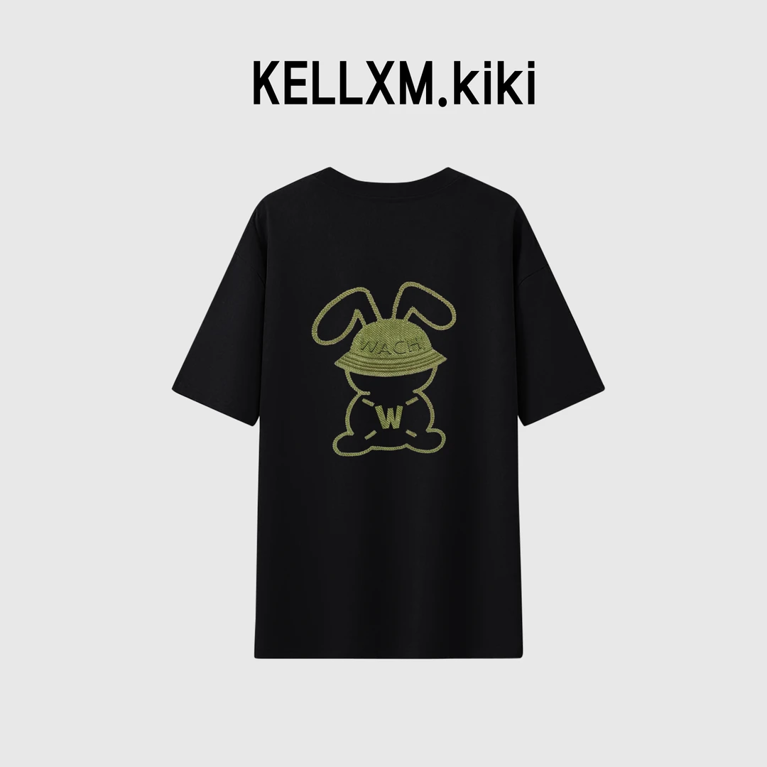 mnmf夏季新款编兔印花T恤卡通时尚圆领纯色休闲短袖上衣#T017567