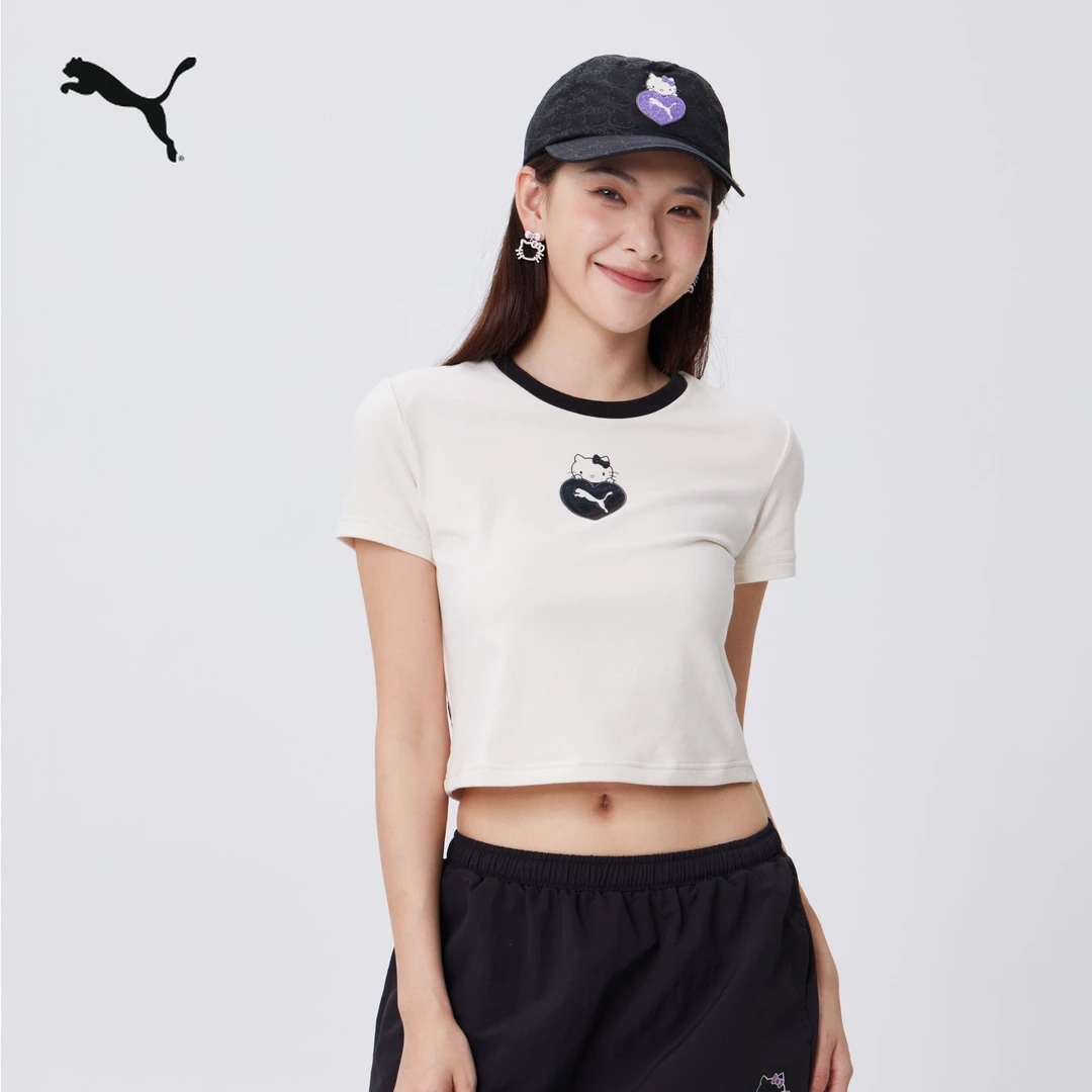 PUMA彪马官方女子HELLO KITTY联名款修身印花短袖休闲T恤 631613