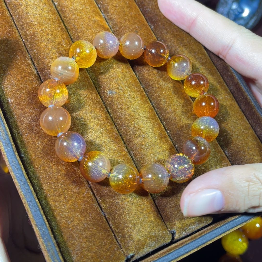 琥珀未镶嵌裸石红蓝金沙11加