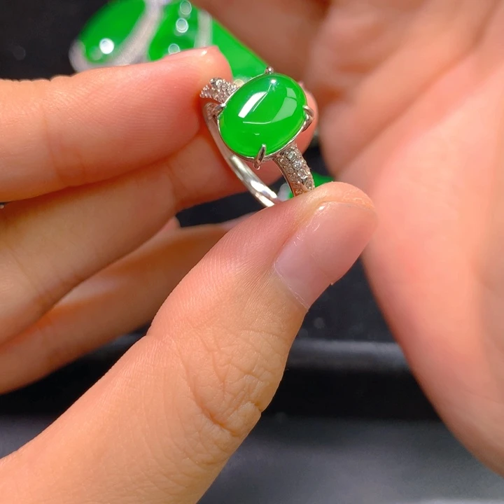 心****翡翠戒指银S925镶嵌一个