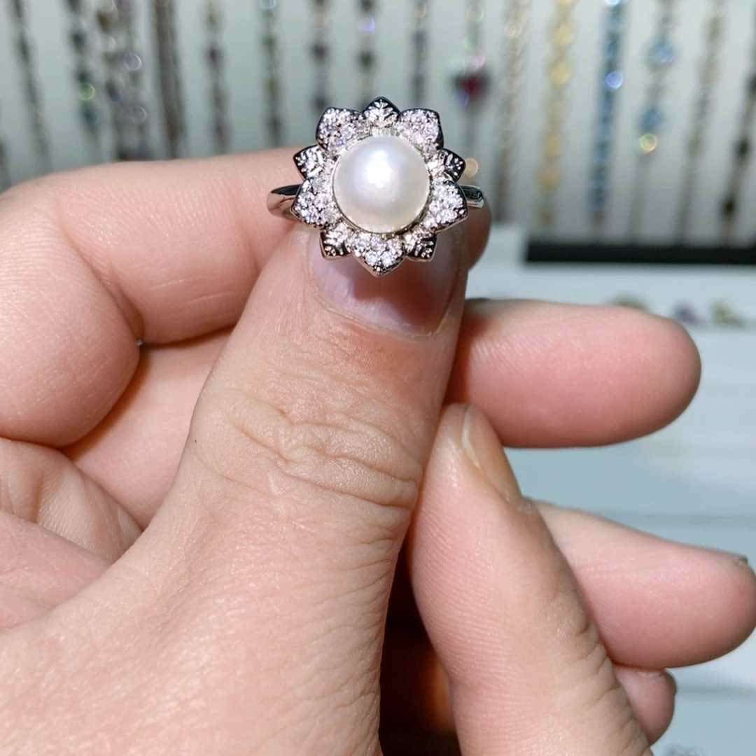 绿水晶戒指银S925镶嵌