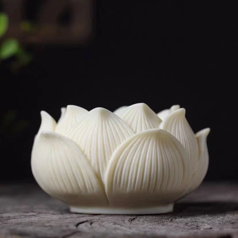 德艺家用象牙果手刻莲花香炉茶道沉香熏香摆件加香插线香茶壶茶具