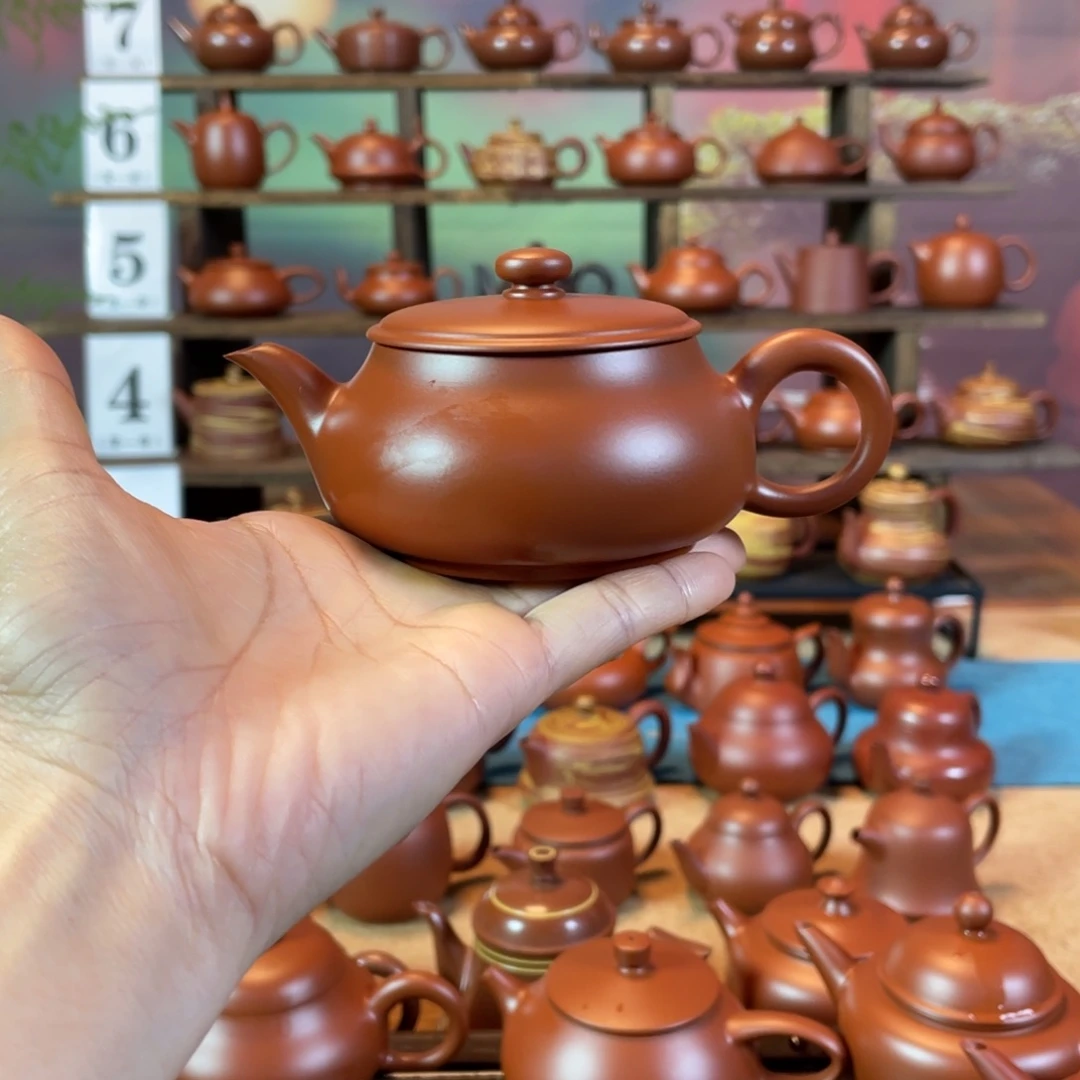茶壶紫砂清*潮州手工手拉朱泥明炉壶
