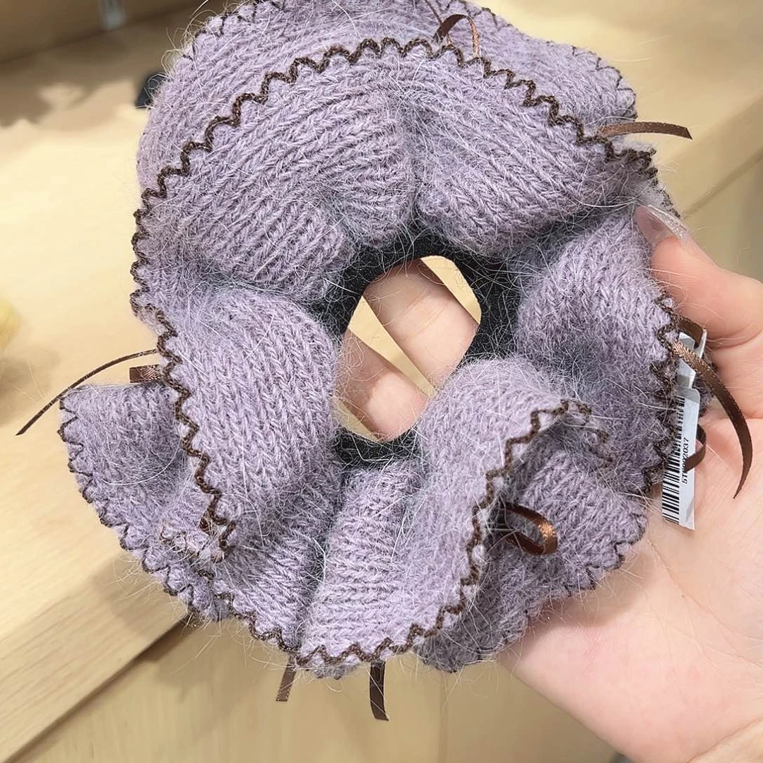 皮质铁合金紫色毛线发圈