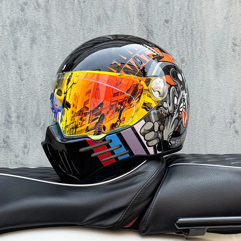 ORZ新款全盔复古哈雷头盔男女四季通用巡航太子个性炫酷摩托机车