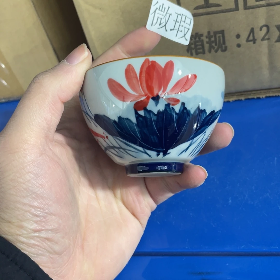 釉下手绘茶具微瑕