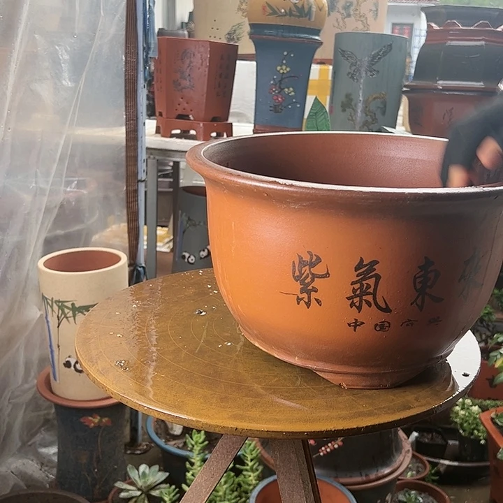 宜兴紫砂花盆花盆36紫气东来