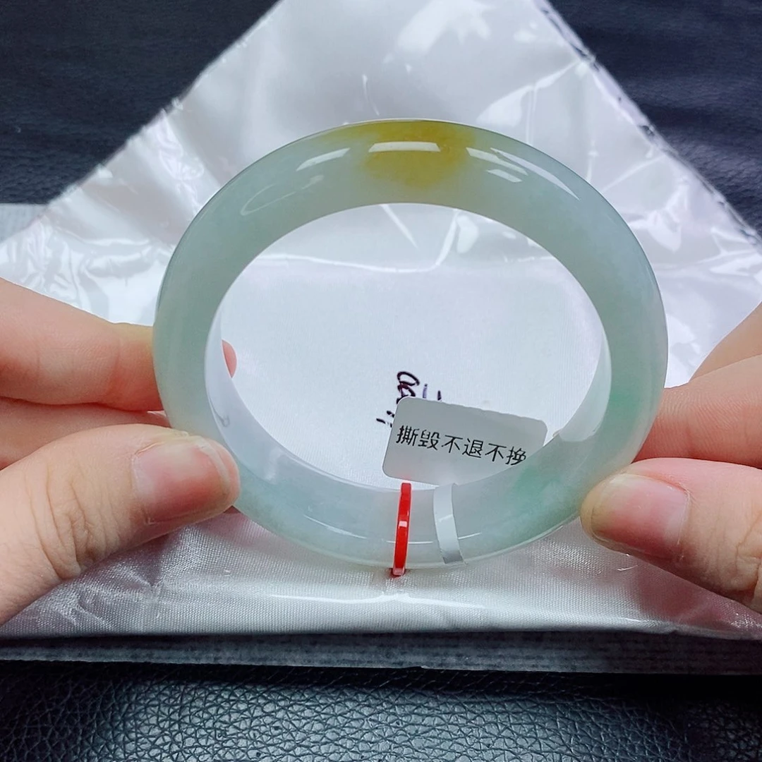 翡翠手镯未镶嵌正装轮胎双彩特色镯