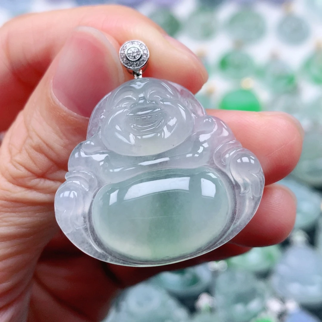 翡翠吊坠(不含链)18K金镶嵌