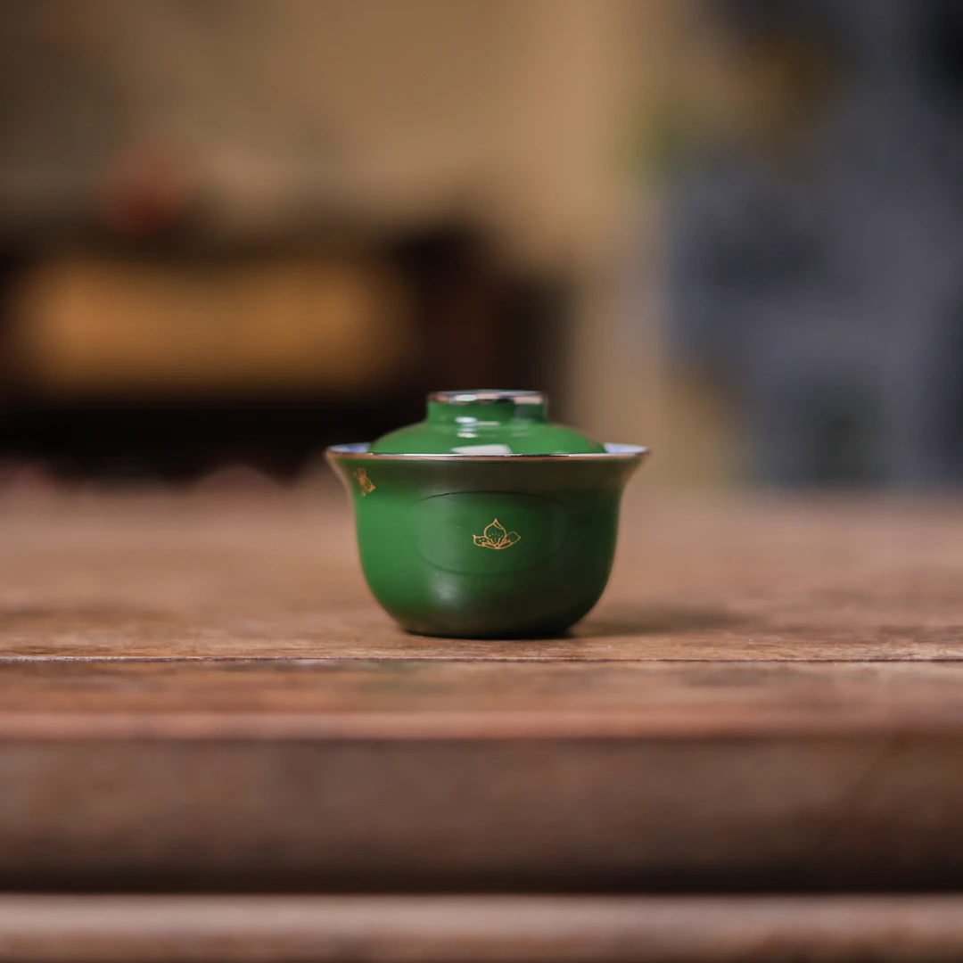 【悦生活】石绿-华隐堂-桃花小盖碗-80ml（华隐S1124）