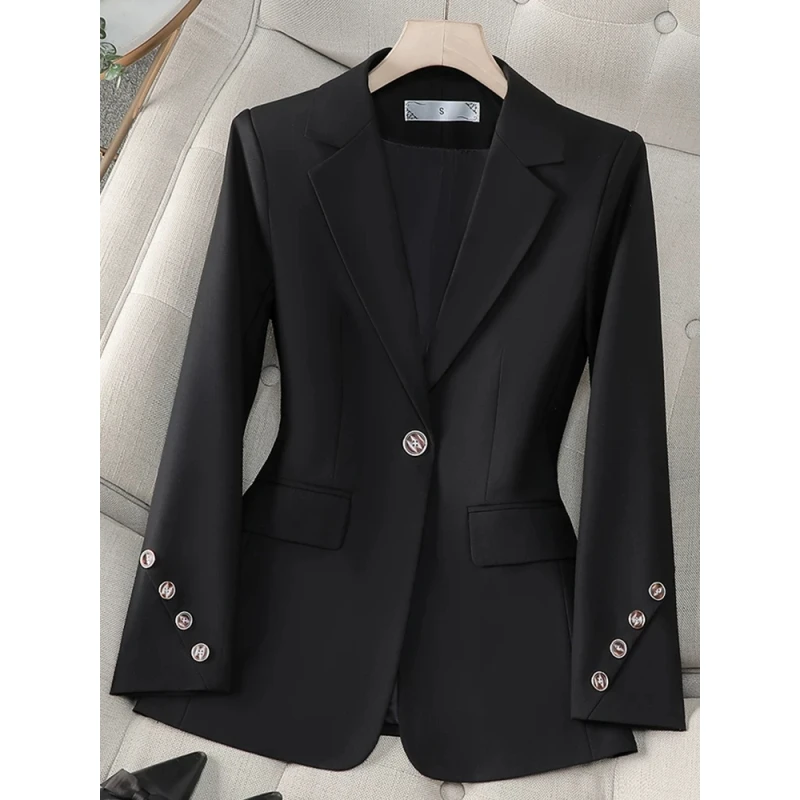 黑色休闲西装外套女春秋2025新款修身显瘦高级感气质女士西服上衣