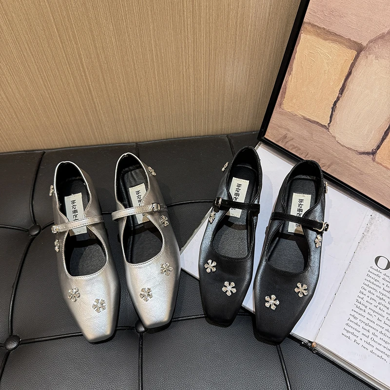 尖头玛丽珍夏季内增高轻奢女士外穿气质百搭配裙子银色鞋子