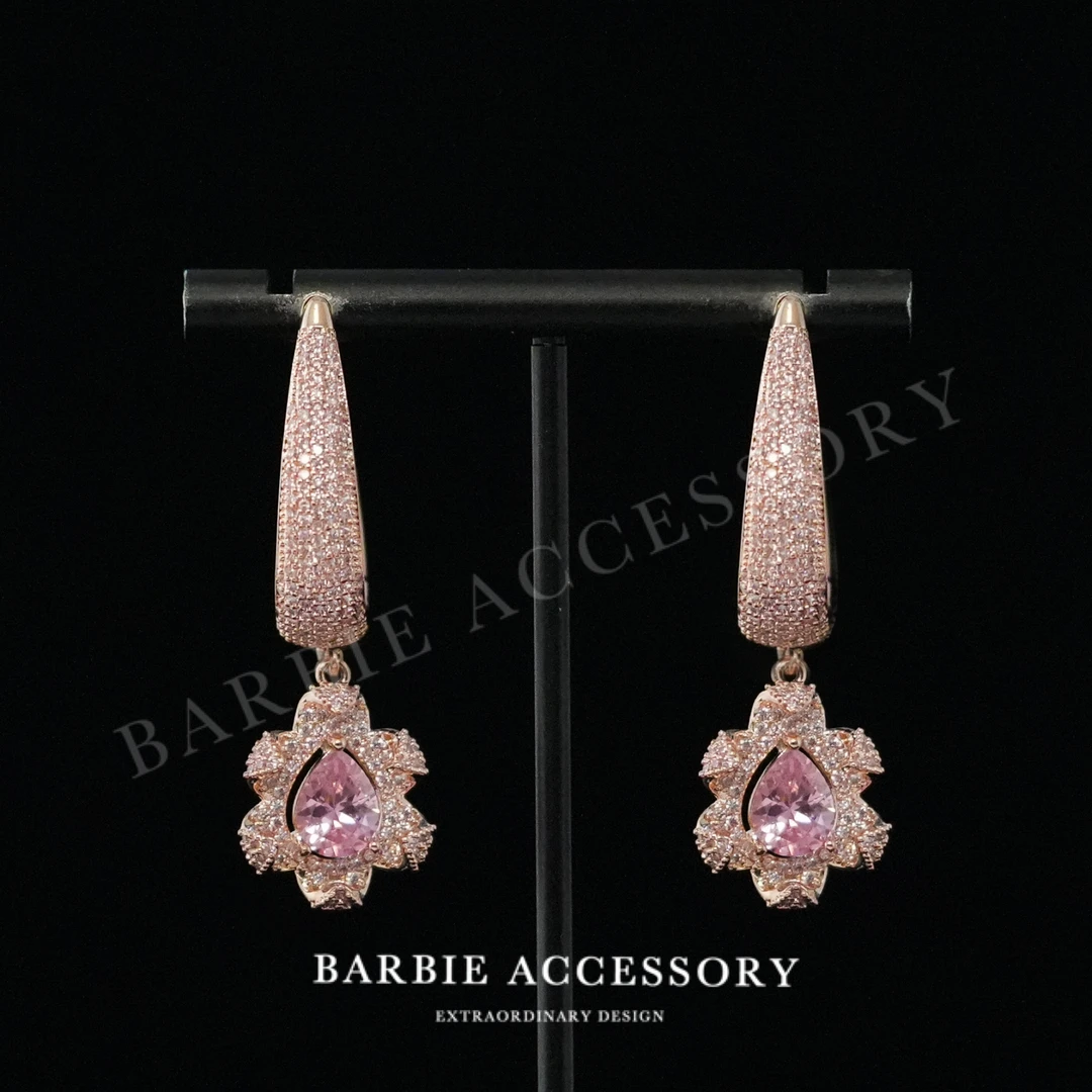 铜合金合成锆石耳饰 【花星光希】法式既视设计款高级感绝美耳环