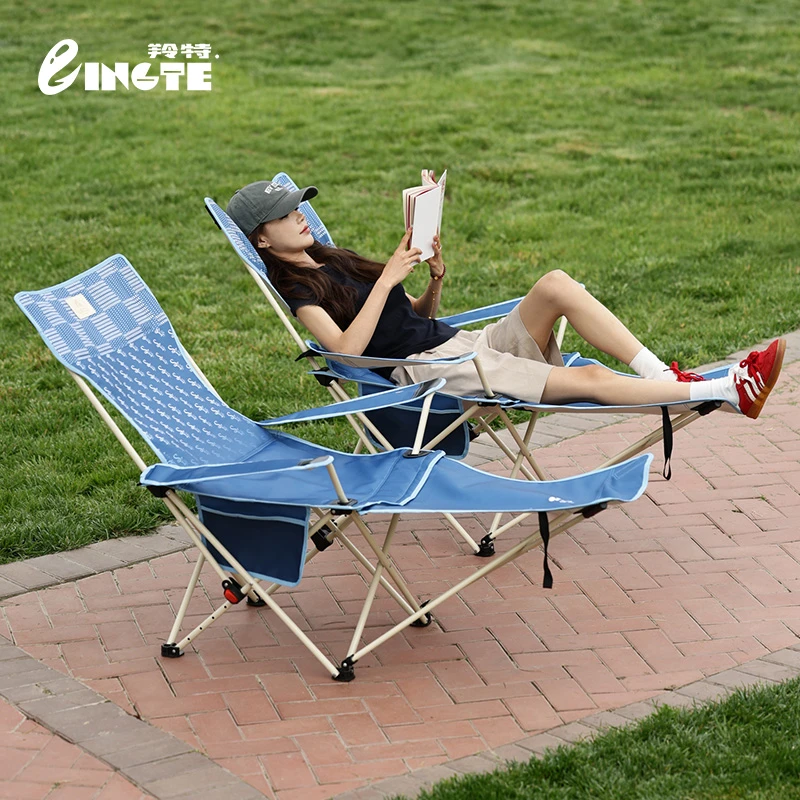 羚特户外折叠躺椅五档调节高背月亮椅野餐椅钓鱼椅子便携式躺椅