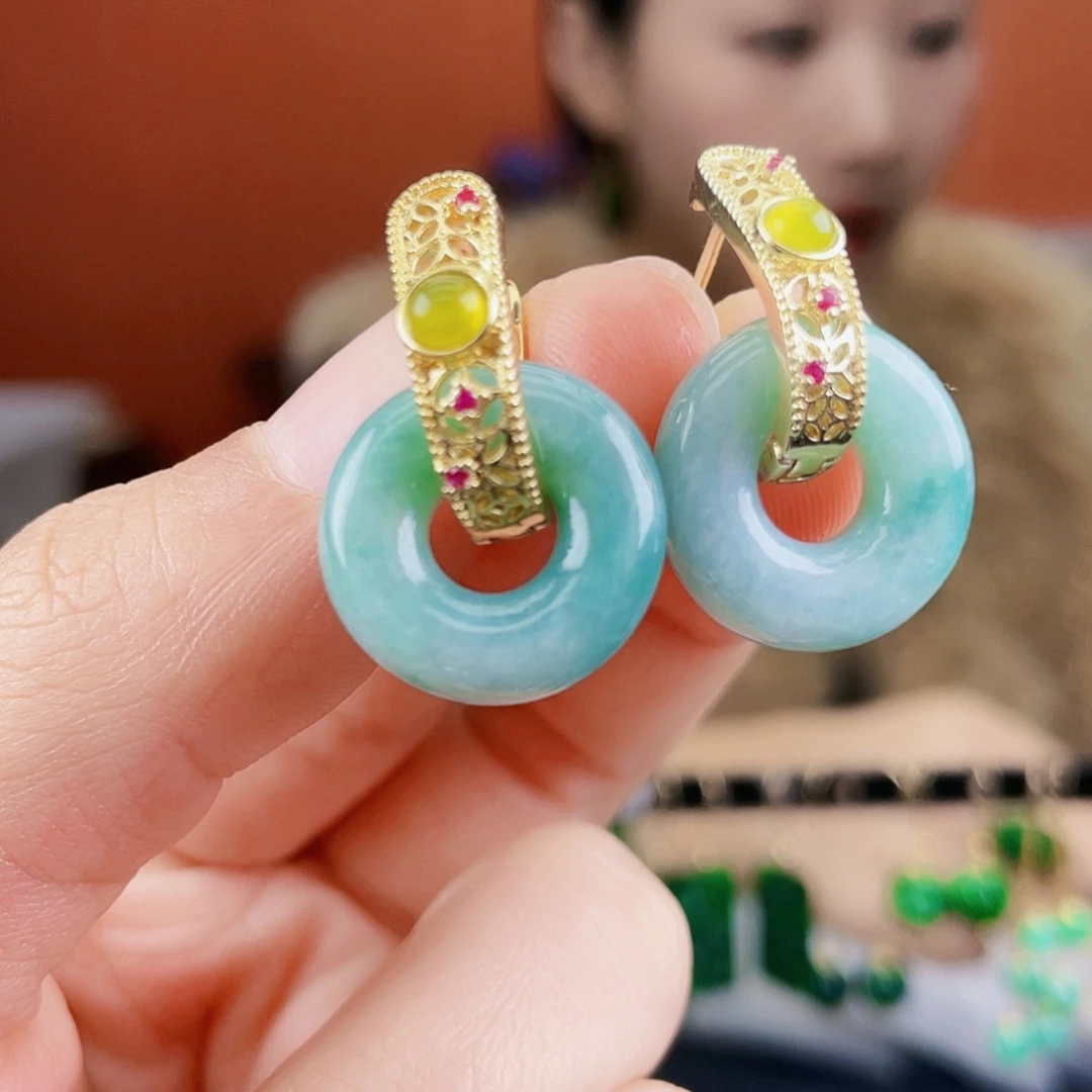 翡翠未镶嵌耳饰饰品