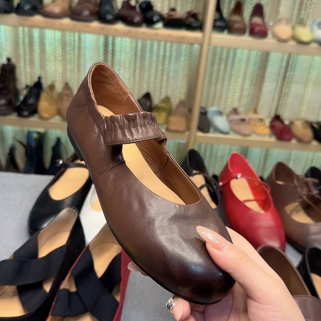 福利马皮37码棕色真皮底