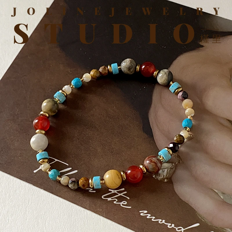 「方糖」手链巴恩风复古原创设计百搭弹力手串