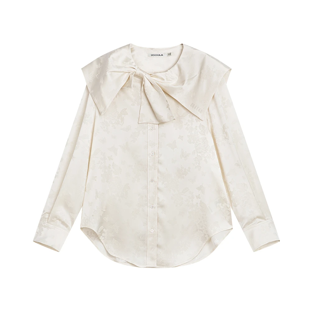UOOYAA/乌丫春秋经典蝴蝶结提花衬衫9160