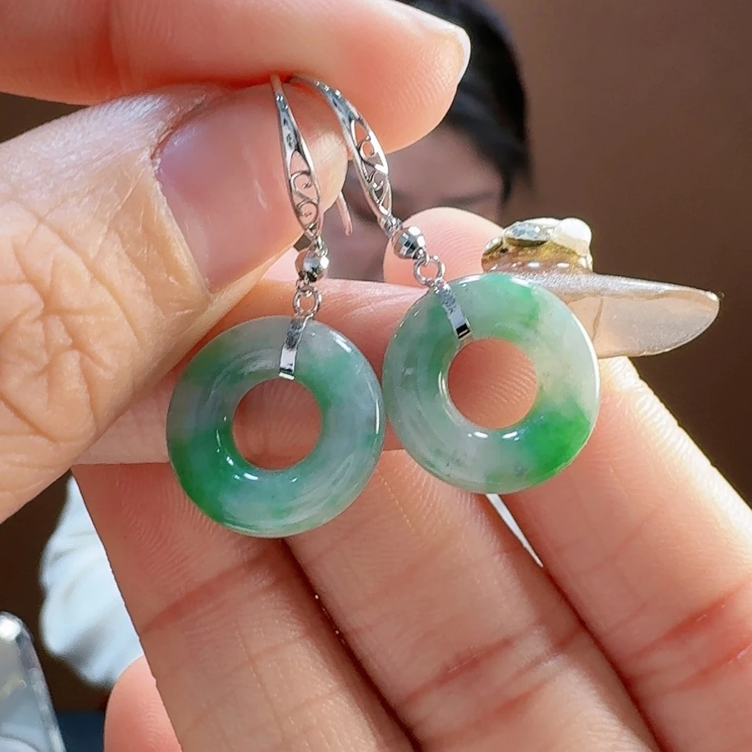 翡翠耳饰18K金镶嵌耳饰