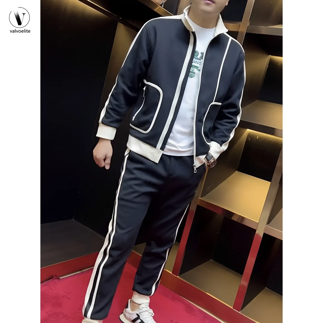 VALVOELITE休闲运动套装男秋季新款情侣立领拉炼炼考拉绒休闲外套